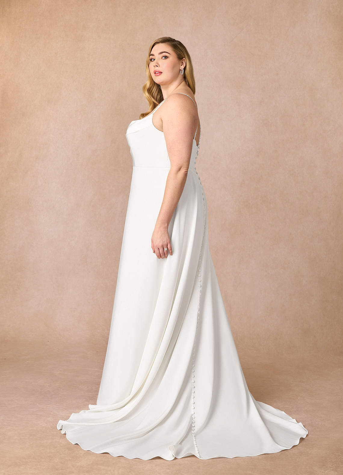 Diamond White A-Line Beaded Crepe Back Satin Dress