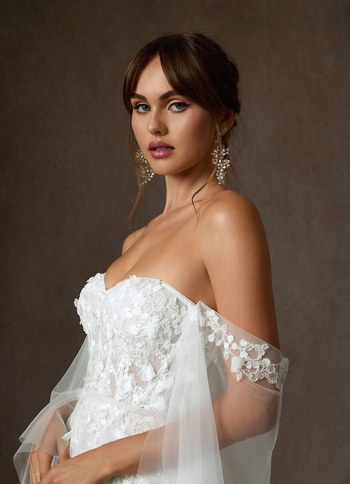 Diamond White Ball-Gown Off the Shoulder Lace Dress