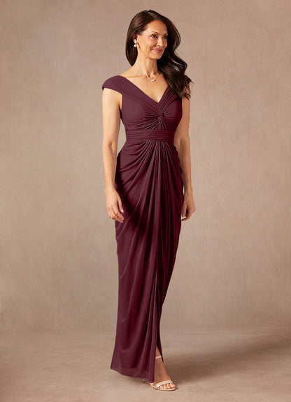 Cabernet Sheath Pleated Mesh Dress
