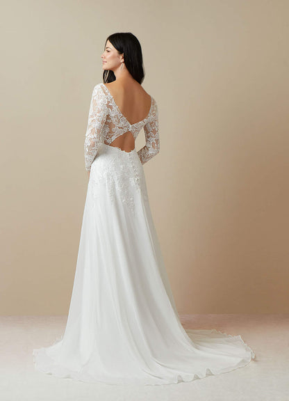 Diamond White A-Line Sequins Chiffon Dress