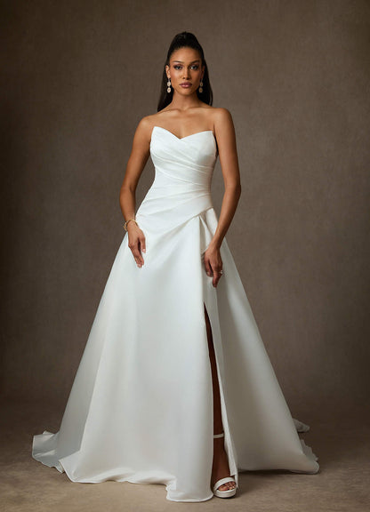 Diamond White A-Line Satin Dress
