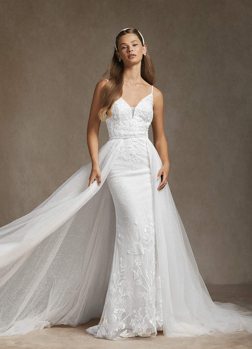 Diamond White Mermaid Sequins Tulle Dress