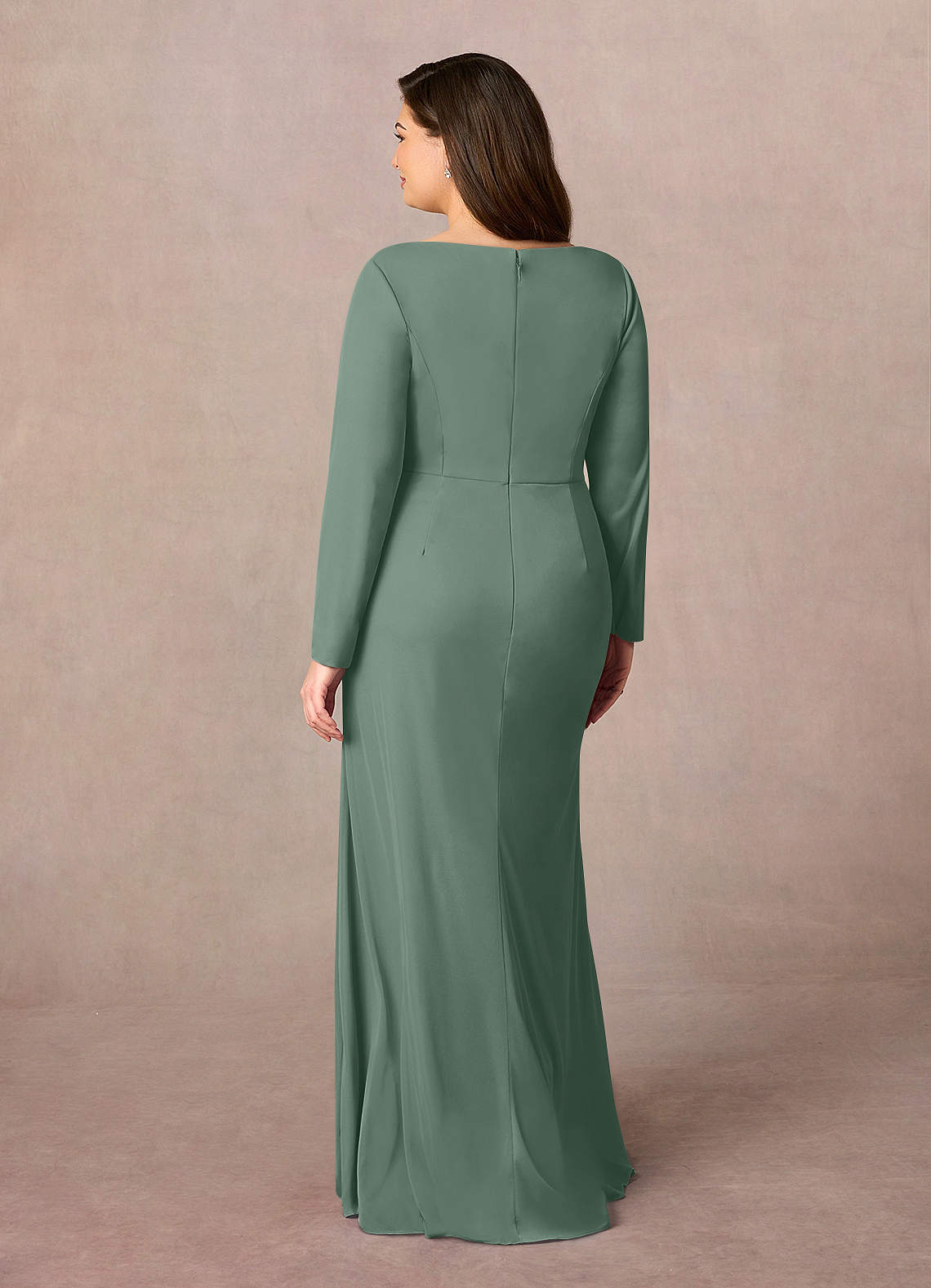 Eucalyptus Mermaid V-Neck Pleated Mesh Dress