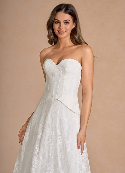 Avelyn White Lace Two-Piece Sets  Dress