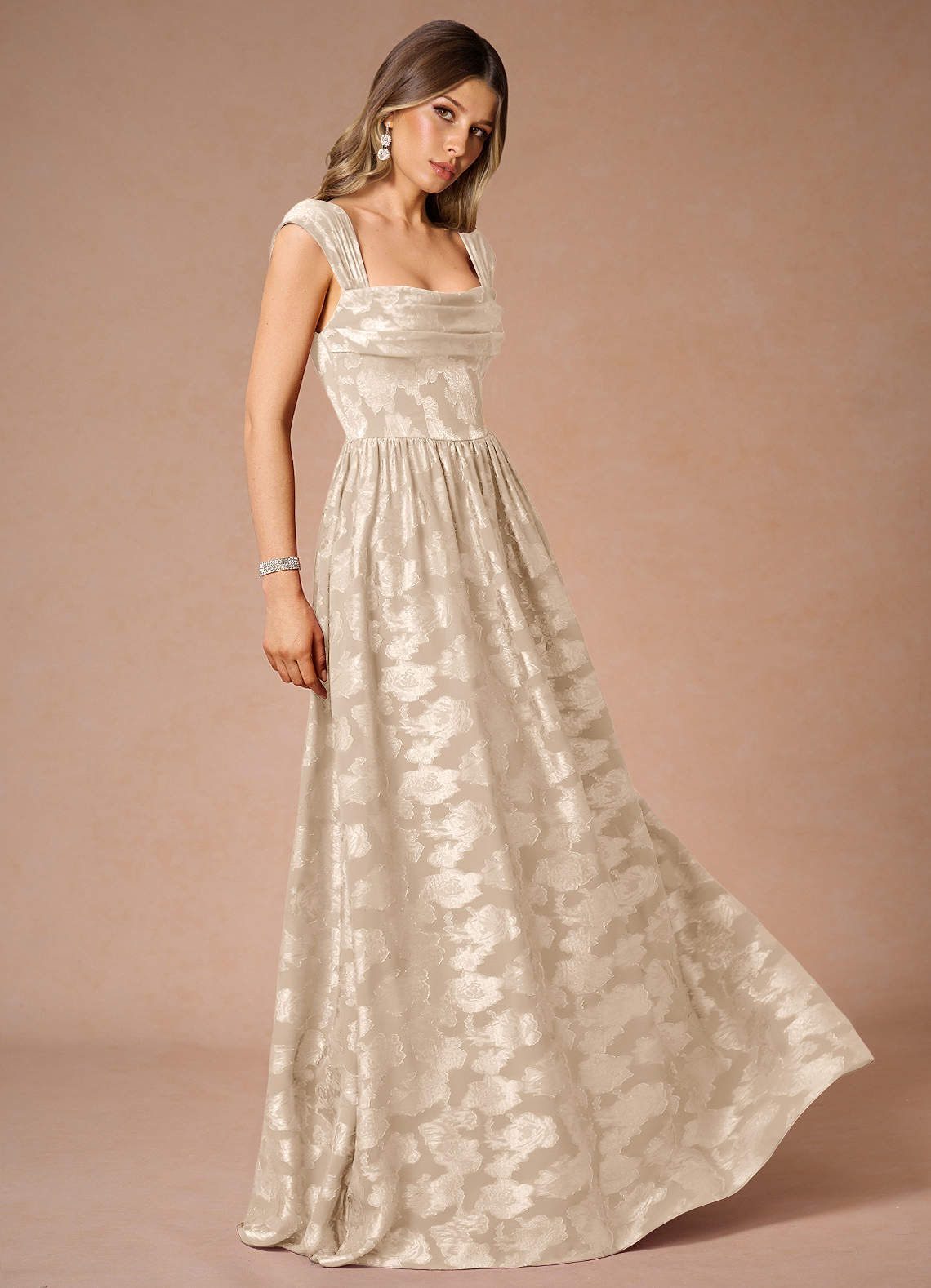 Hazel Cream Pleated Maxi Dress