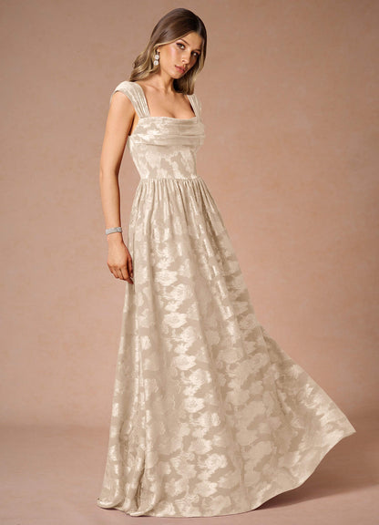 Hazel Cream Pleated Maxi Dress