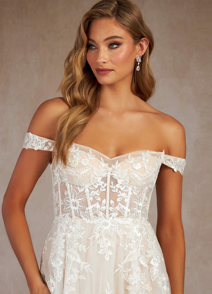 Diamond White Champagne A-Line Sequins Tulle Dress