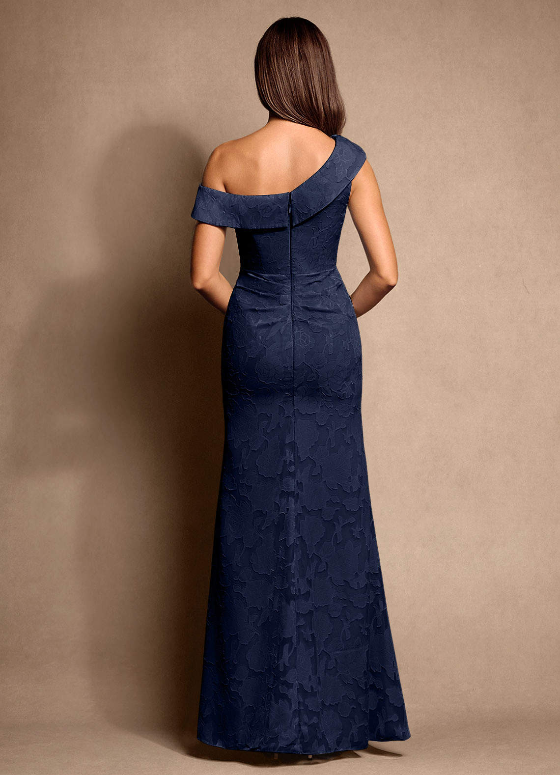Dark Navy A-Line Pleated Floral Burnout Dress