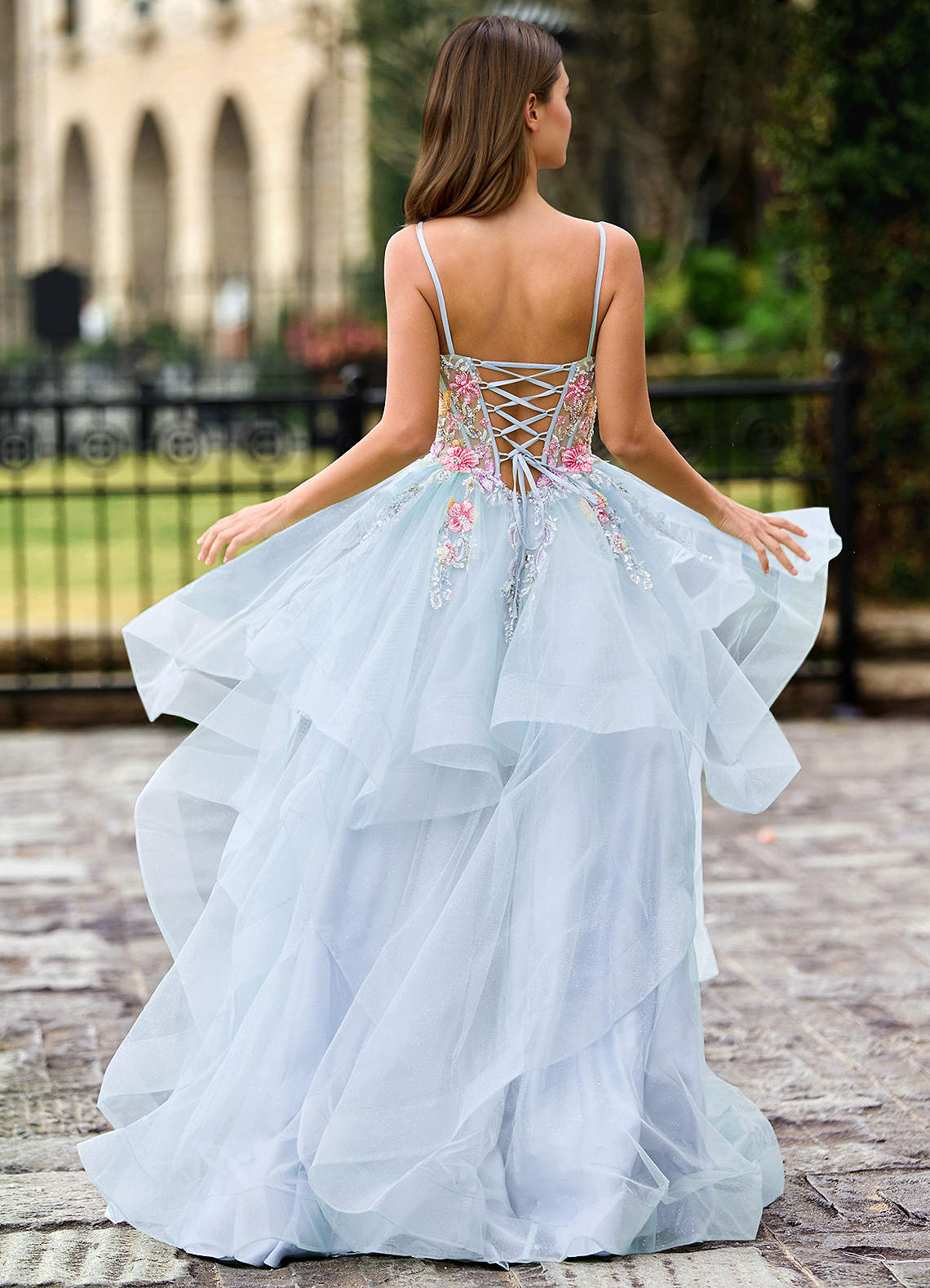 Goartrume Sky Blue Mermaid Tulle Prom Dress
