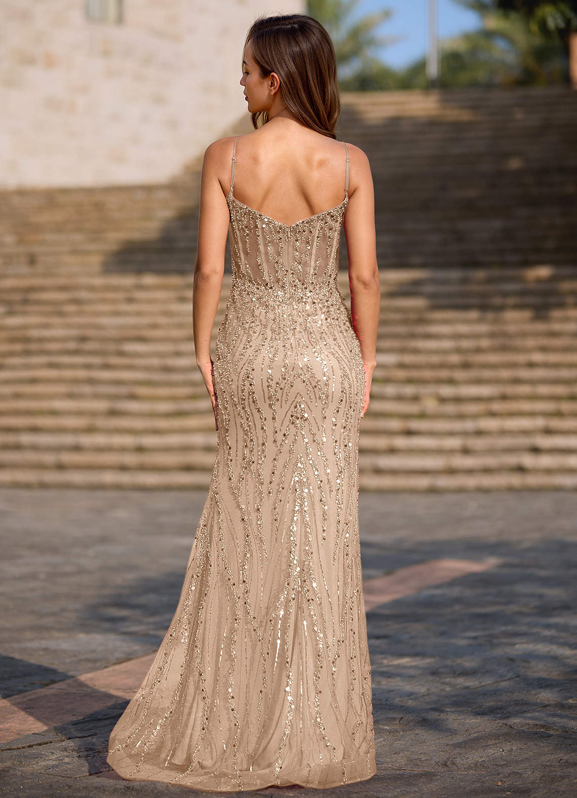 Dazzle Champagne Mermaid Prom Dress