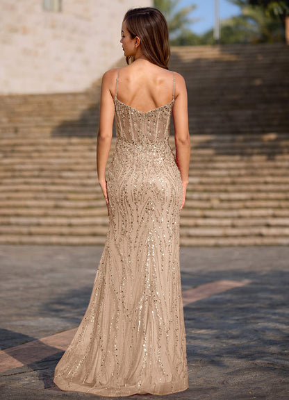 Dazzle Champagne Mermaid Prom Dress