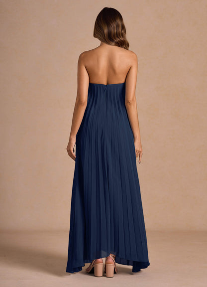 Nahla Navy Allover Pleated Maxi Dress  Dress