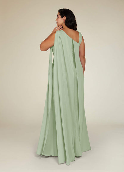 Dusty Sage Mermaid Pleated Stretch Chiffon Dress