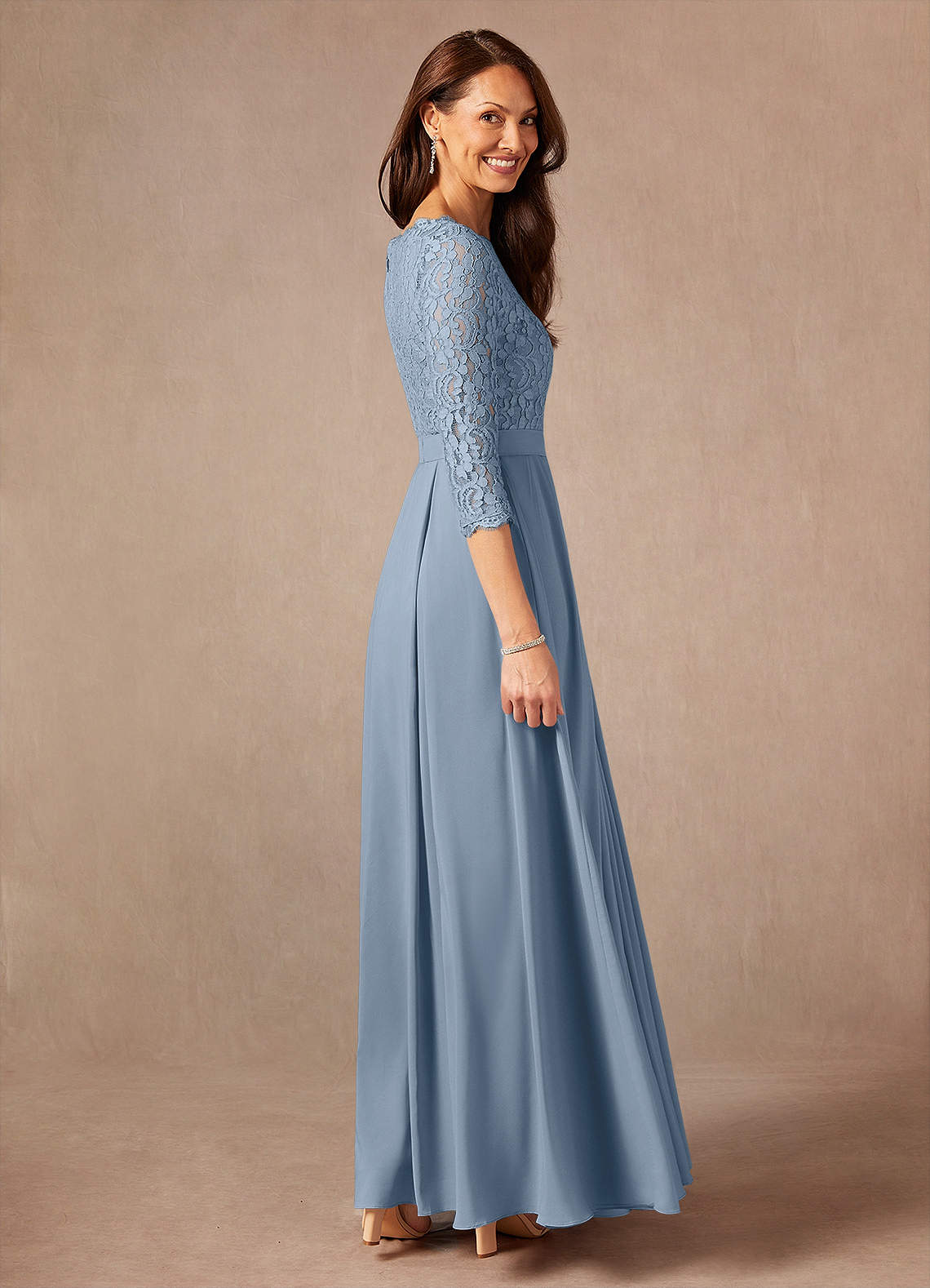 Dusty Blue A-Line Lace Dress