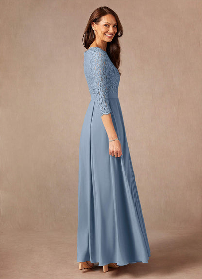 Dusty Blue A-Line Lace Dress