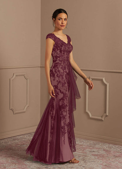 Cabernet Champagne Mermaid Lace Tulle Dress