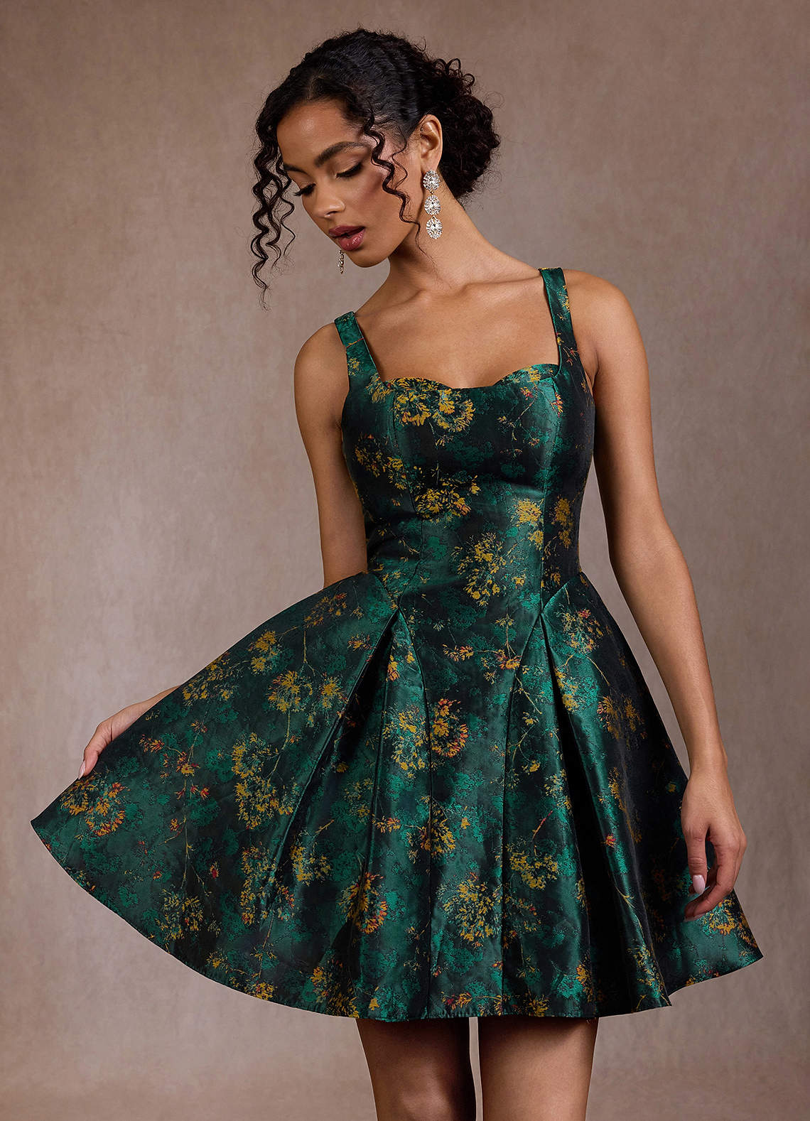 Briena Deep Green Mini Dress  Dress