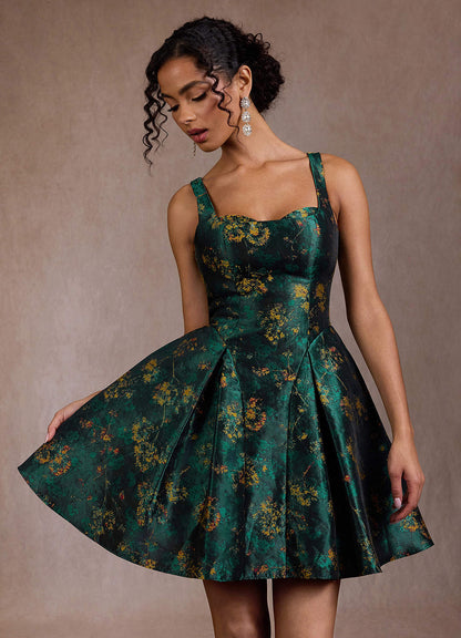 Briena Deep Green Mini Dress  Dress