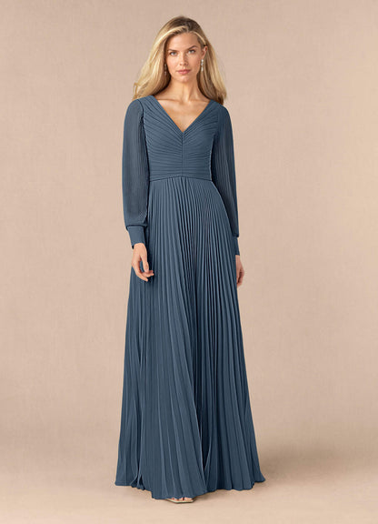 Neptune A-Line Pleated Chiffon Dress