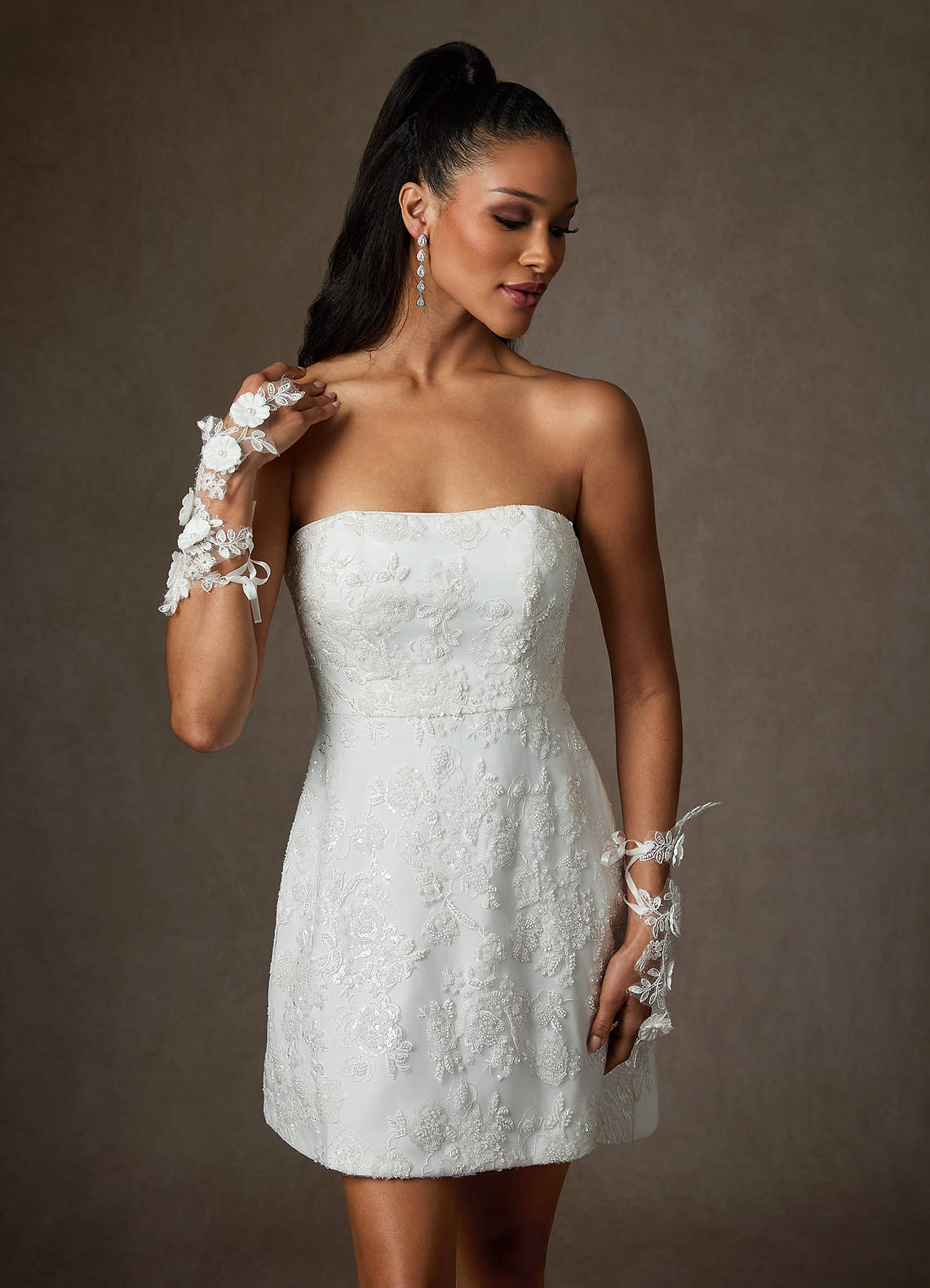 Diamond White A-Line Lace Dress