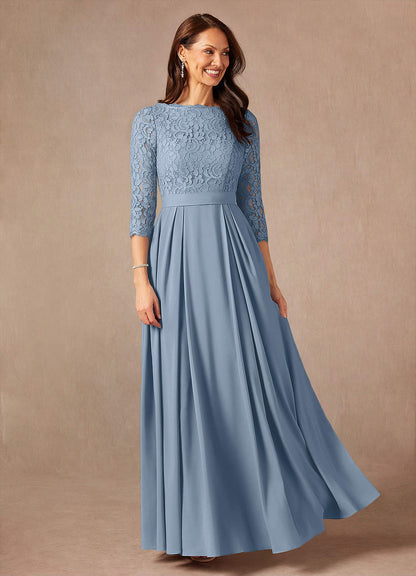 Dusty Blue A-Line Lace Dress