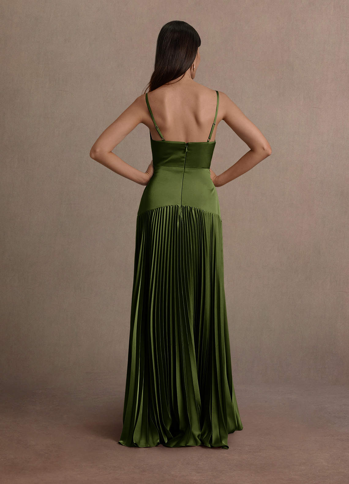 Jill Olive Dropped Waist Gown  Dress