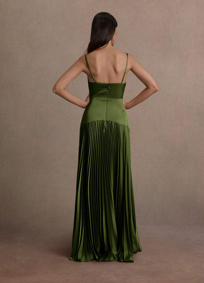 Jill Olive Dropped Waist Gown  Dress