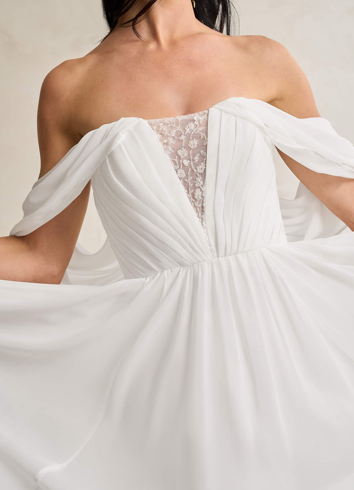 Diamond White A-Line Sweetheart Sequins Chiffon Dress