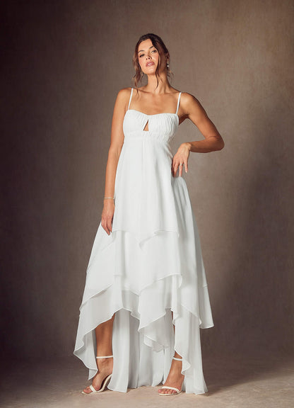 Diamond White A-Line Sweetheart Neckline Chiffon Dress
