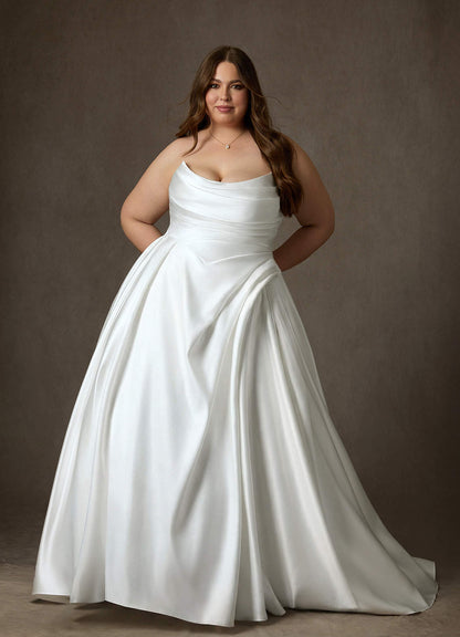 Diamond White Ball-Gown Strapless Satin Dress