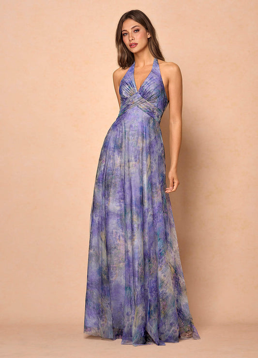Josee Lilac Pleated Maxi Dress