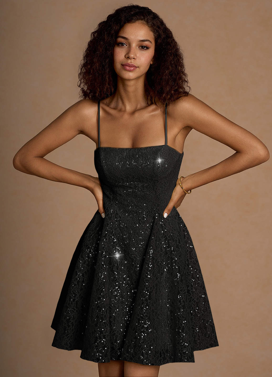 Xenia Black Sequin Mini Dress  Dress