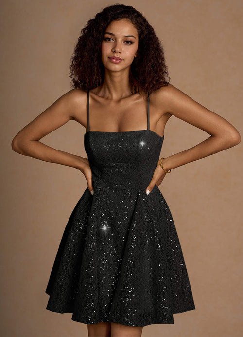 Xenia Black Sequin Mini Dress  Dress
