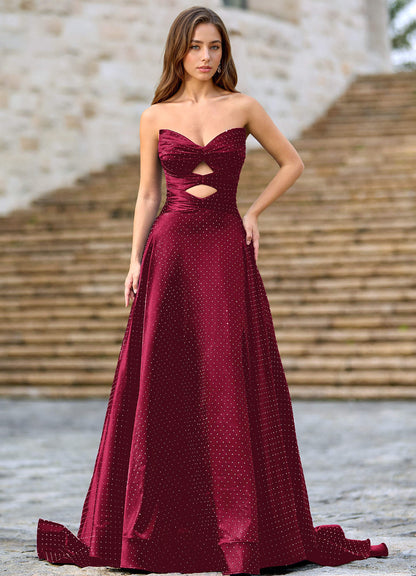 Ione Burgundy A-Line Prom Dress