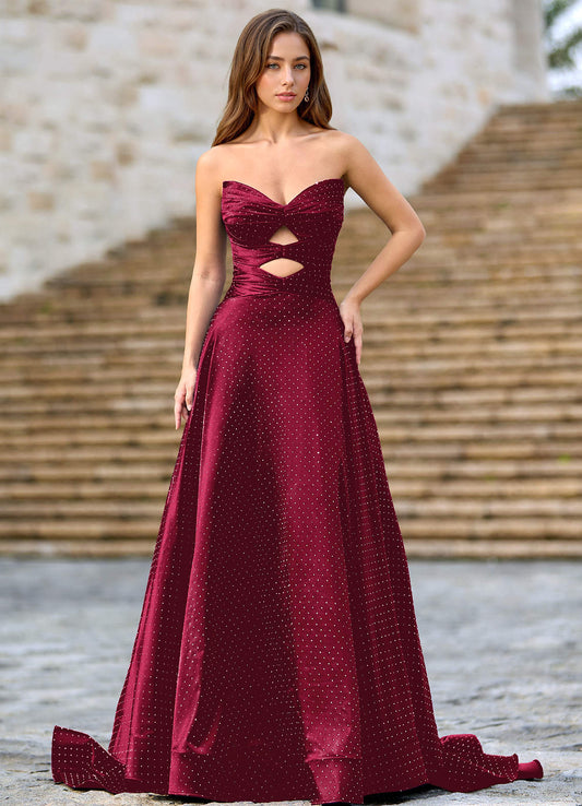 Ione Burgundy A-Line Prom Dress