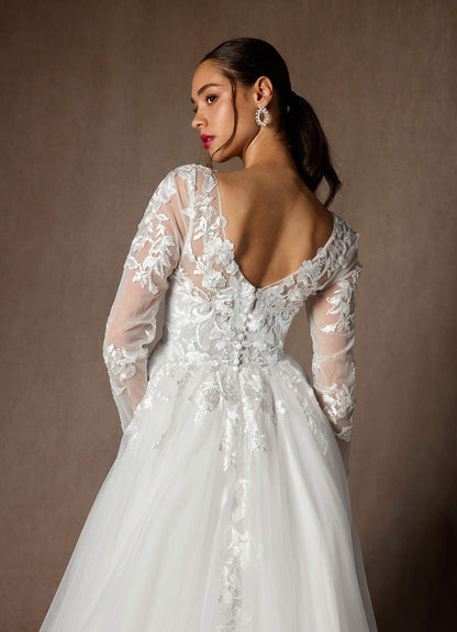 Diamond White A-Line Sequins Tulle Dress