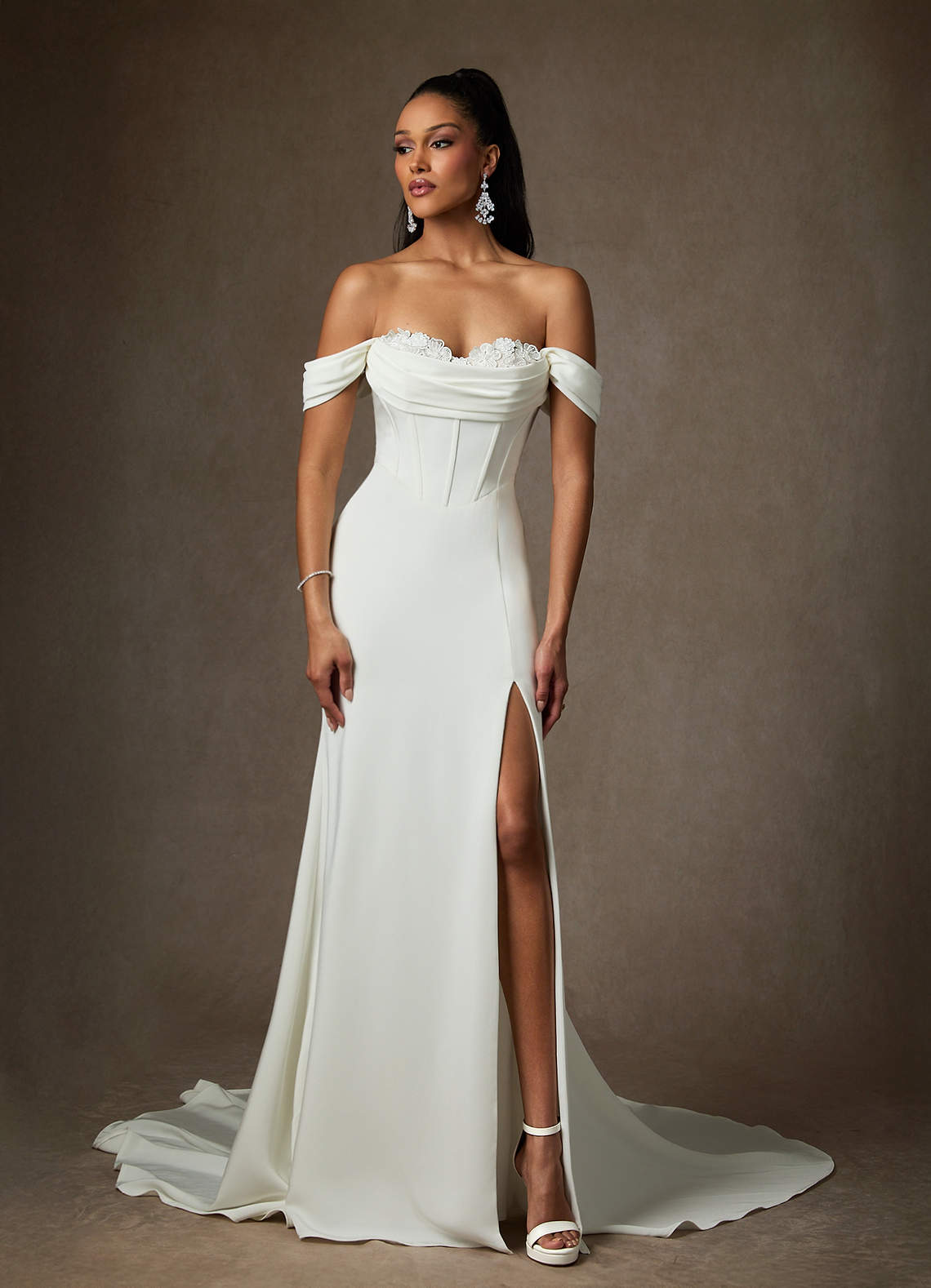 Diamond White Mermaid Sweetheart Neckline Crepe Back Satin Dress