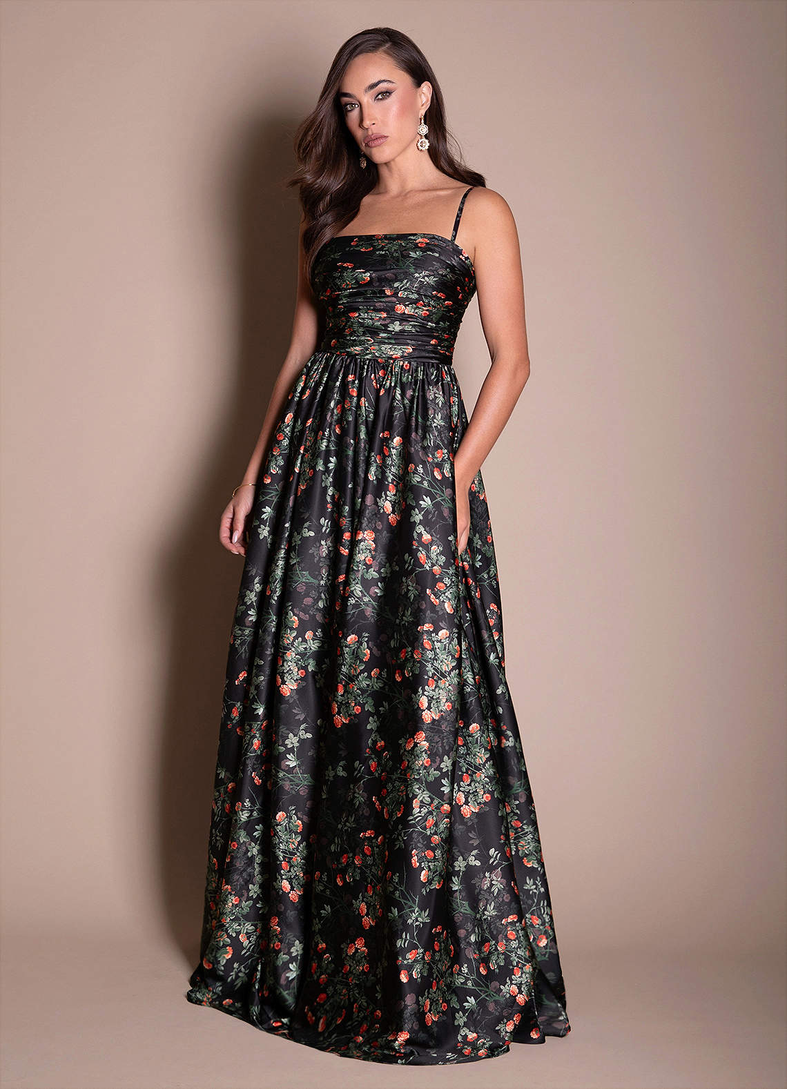 Suzana Noir Rosette Maxi Dress