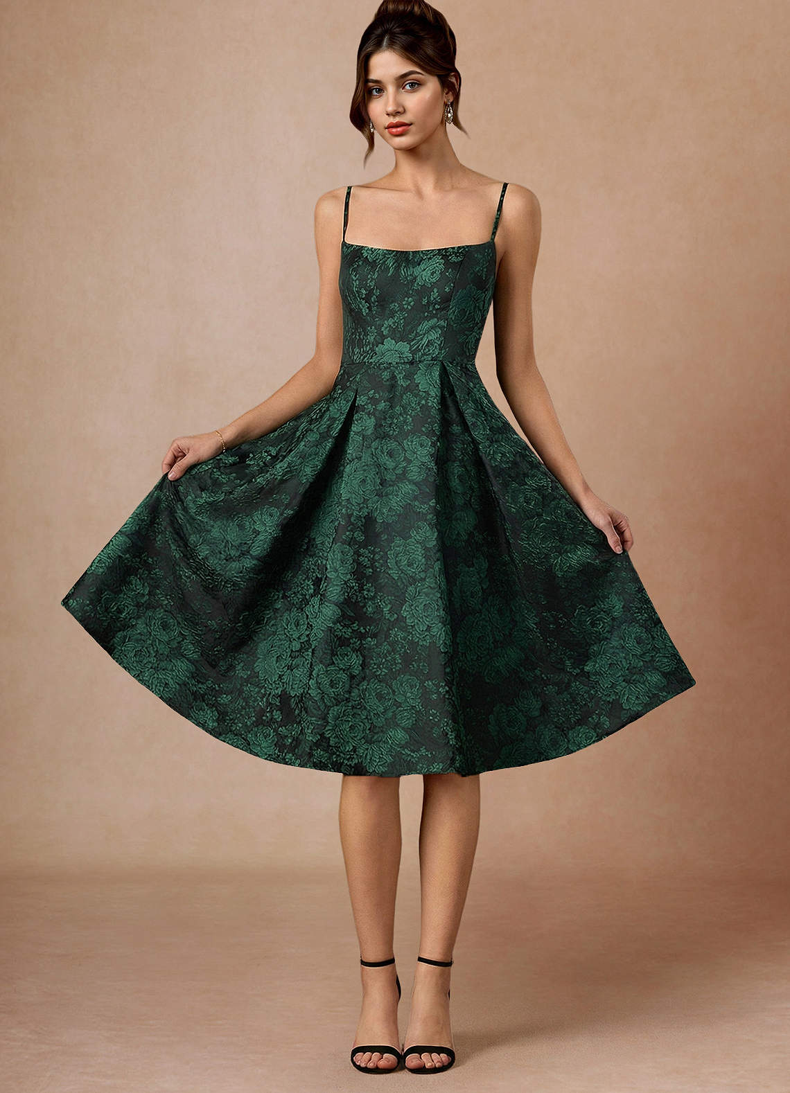 Wendy Black Emerald Midi Dress