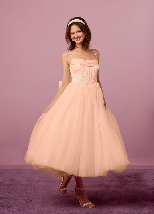 English Rose A-Line Pleated Tulle Dress English Rose