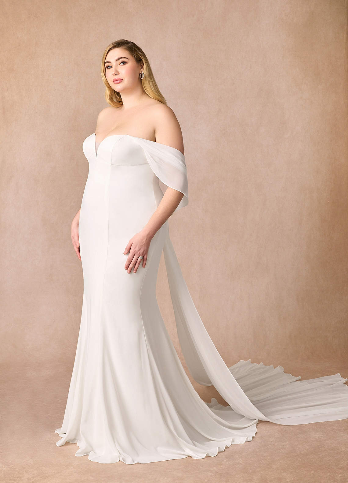 Diamond White Mermaid Off the Shoulder Chiffon Dress