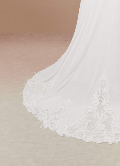 Diamond White A-Line V-Neck Sequins Chiffon Dress
