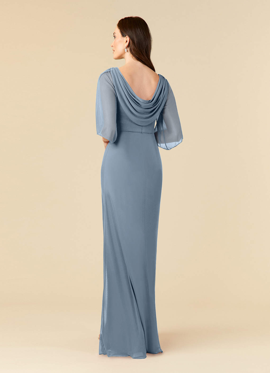 Dusty Blue Sheath Sequins Mesh Dress