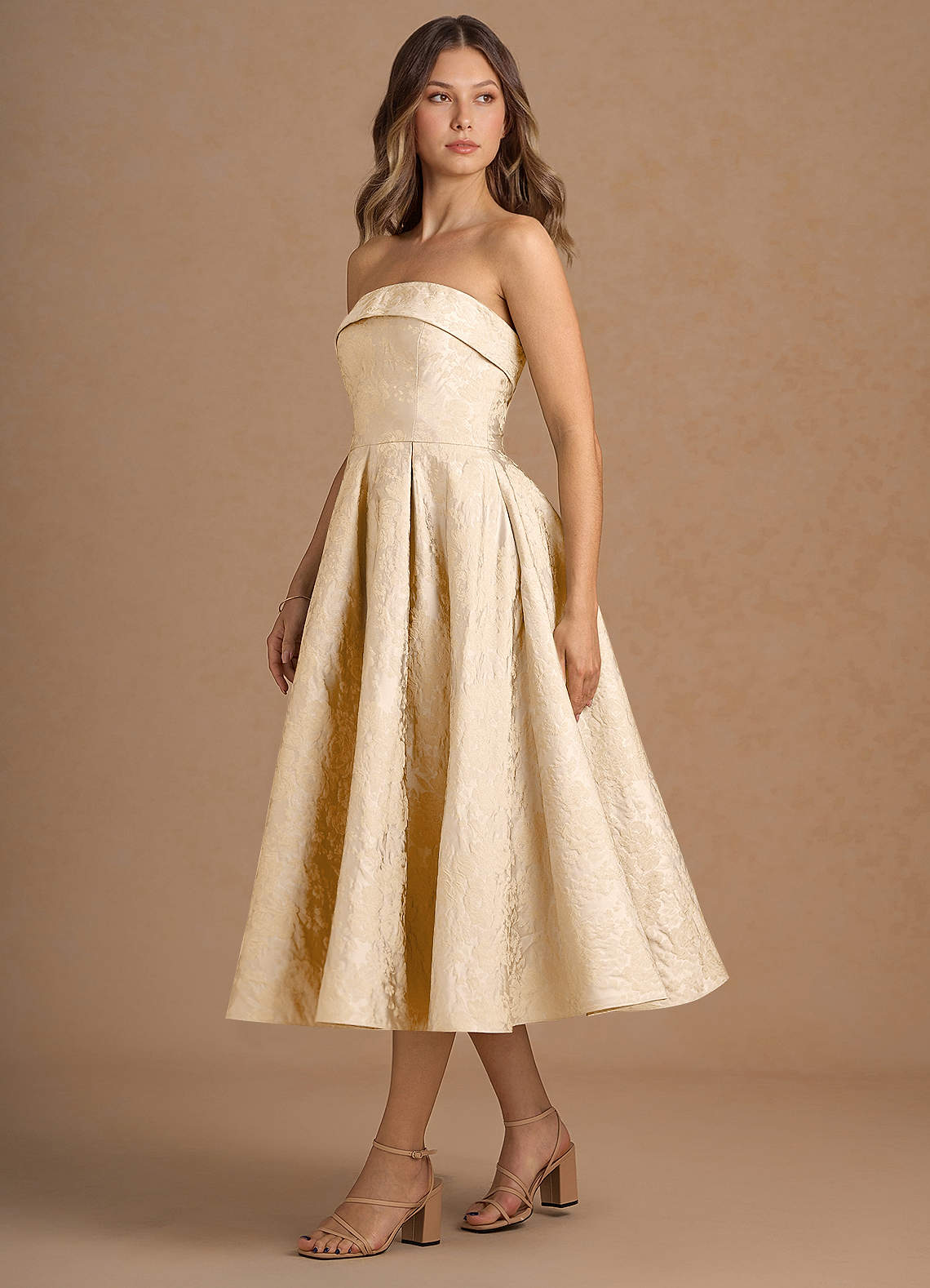 Cecilia Vintage Champagne Midi Dress