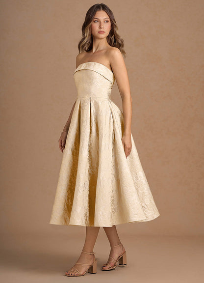 Cecilia Vintage Champagne Midi Dress