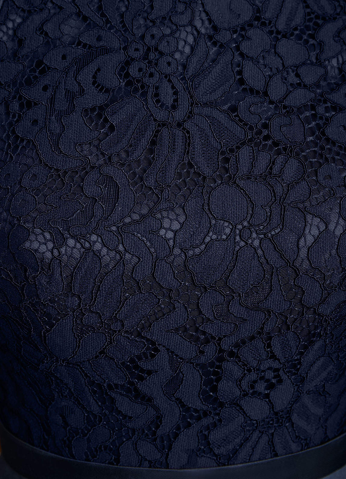 Dark Navy A-Line Pleated Lace Dress