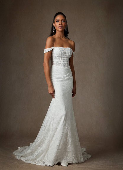 Diamond White Mermaid Lace Dress