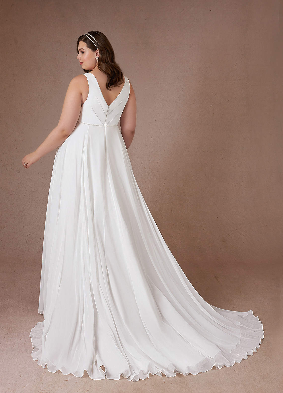 Diamond White A-Line Pleated Chiffon Dress