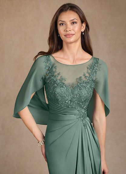 Eucalyptus A-Line Lace Stretch Satin Dress