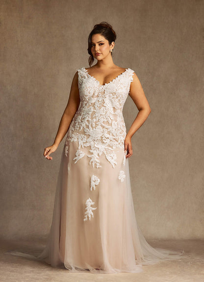 Diamond White Nude Sheath Sequins Tulle Dress